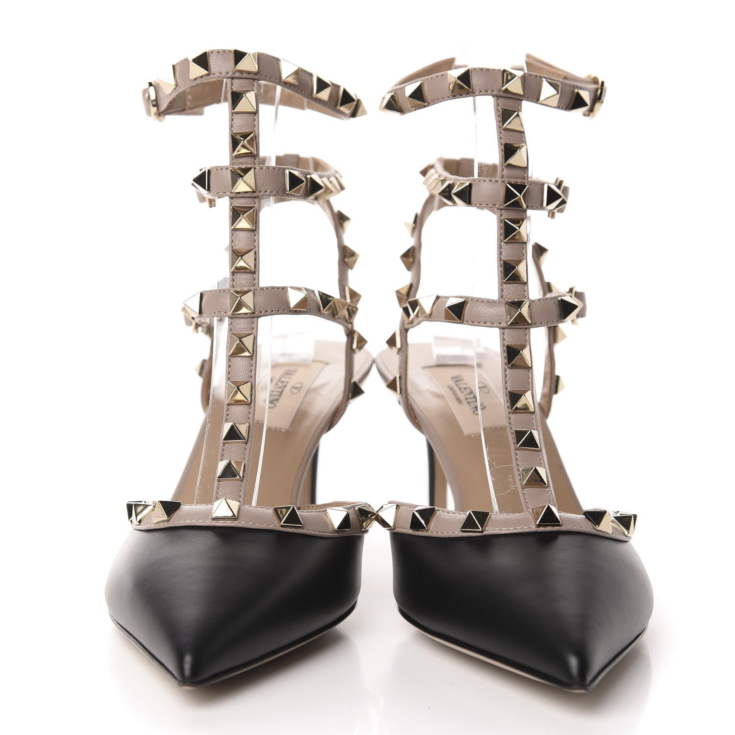 Valentino Garavani Calfskin Nappa Rockstud Ankle Strap 65mm Pumps 38 Black Poudre 2 of 9