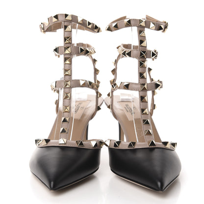 Valentino Garavani Calfskin Nappa Rockstud Ankle Strap 65mm Pumps 38 Black Poudre 2 of 9