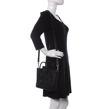Celine Drummed Calfskin Nano Luggage Black 2 of 9