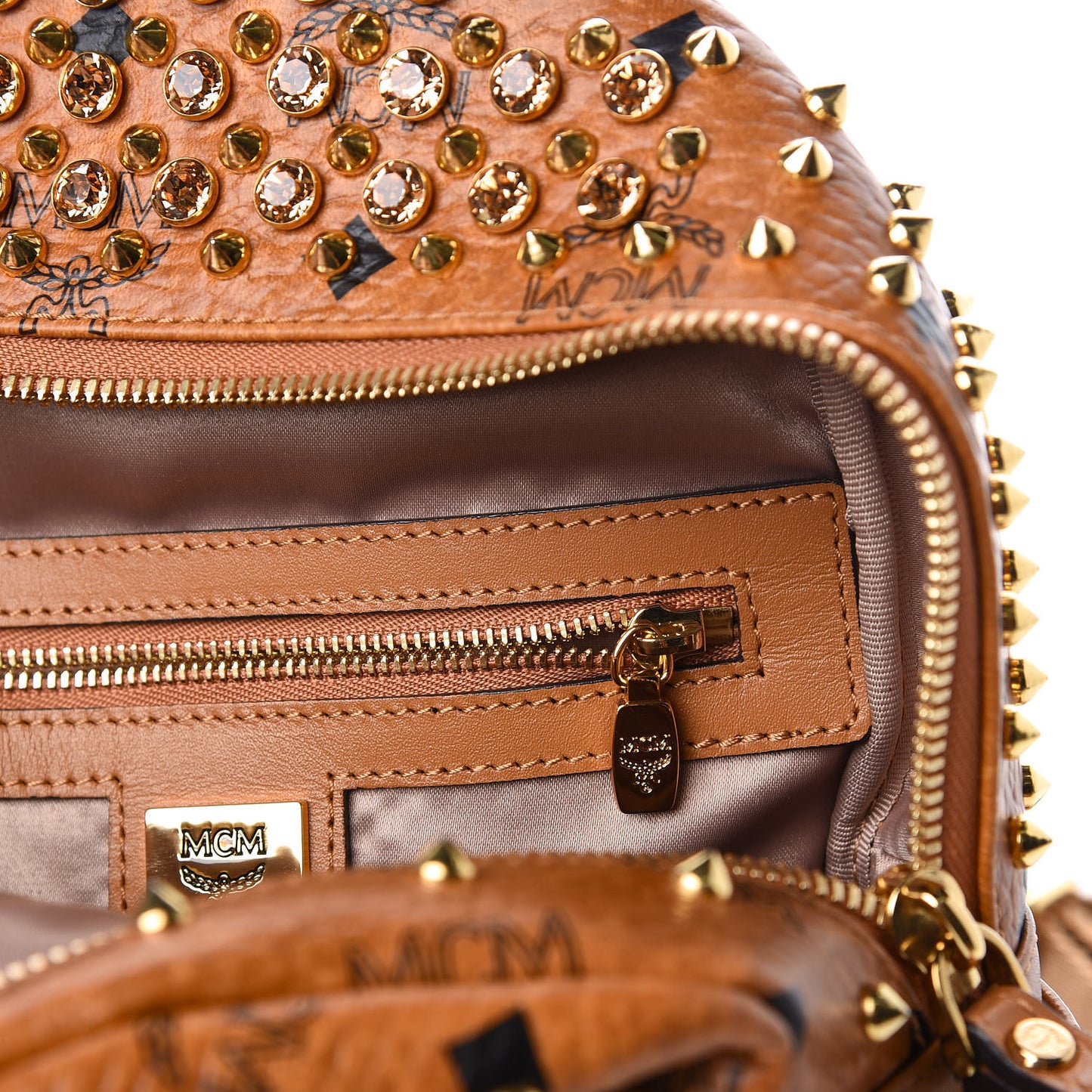 Visetos Swarovski Mini Stark Diamond Backpack Cognac