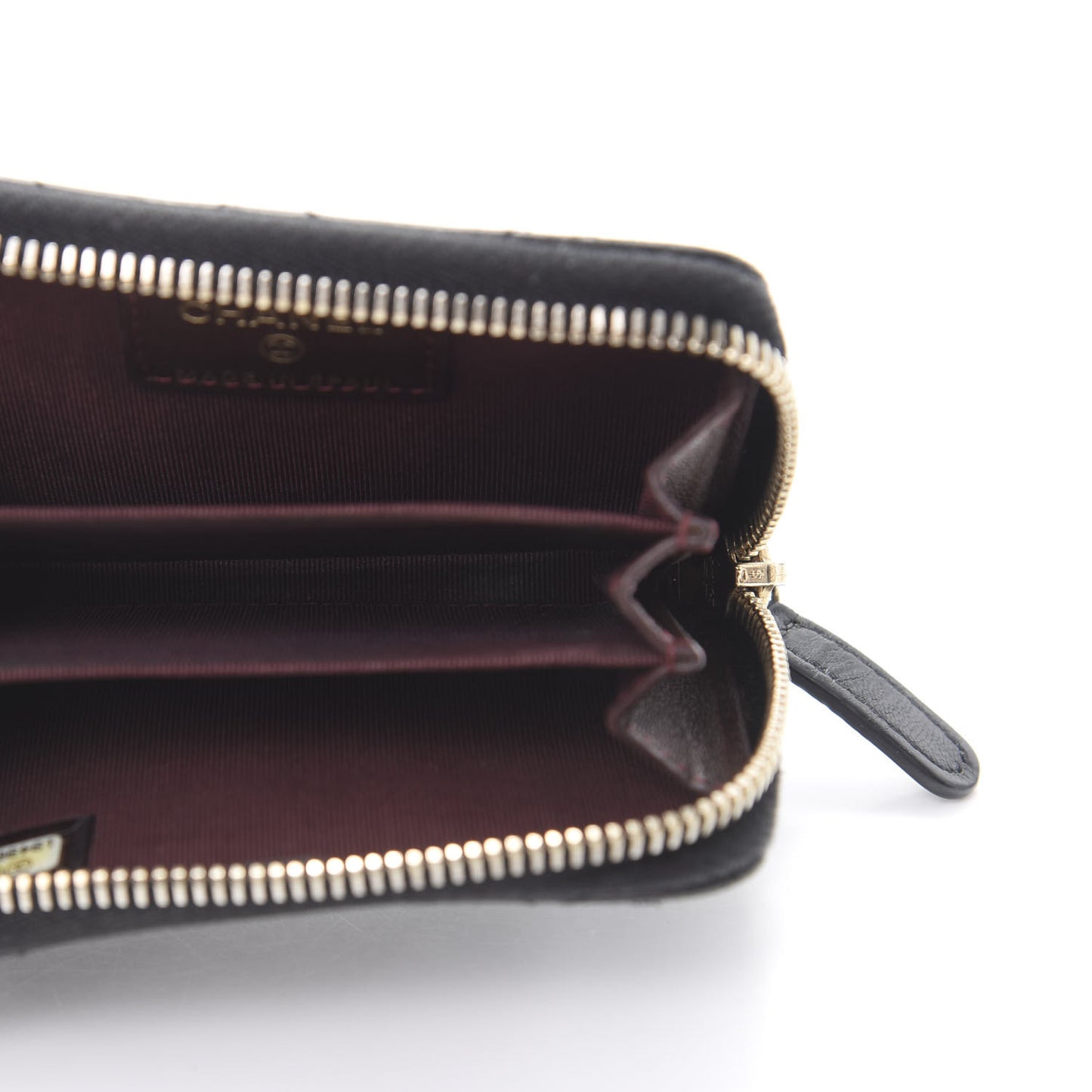 Lambskin Quilted Zip Coin Purse Black