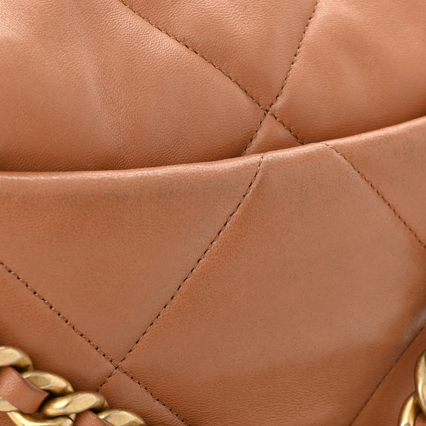Lambskin Quilted Large Chanel 19 Flap Brown