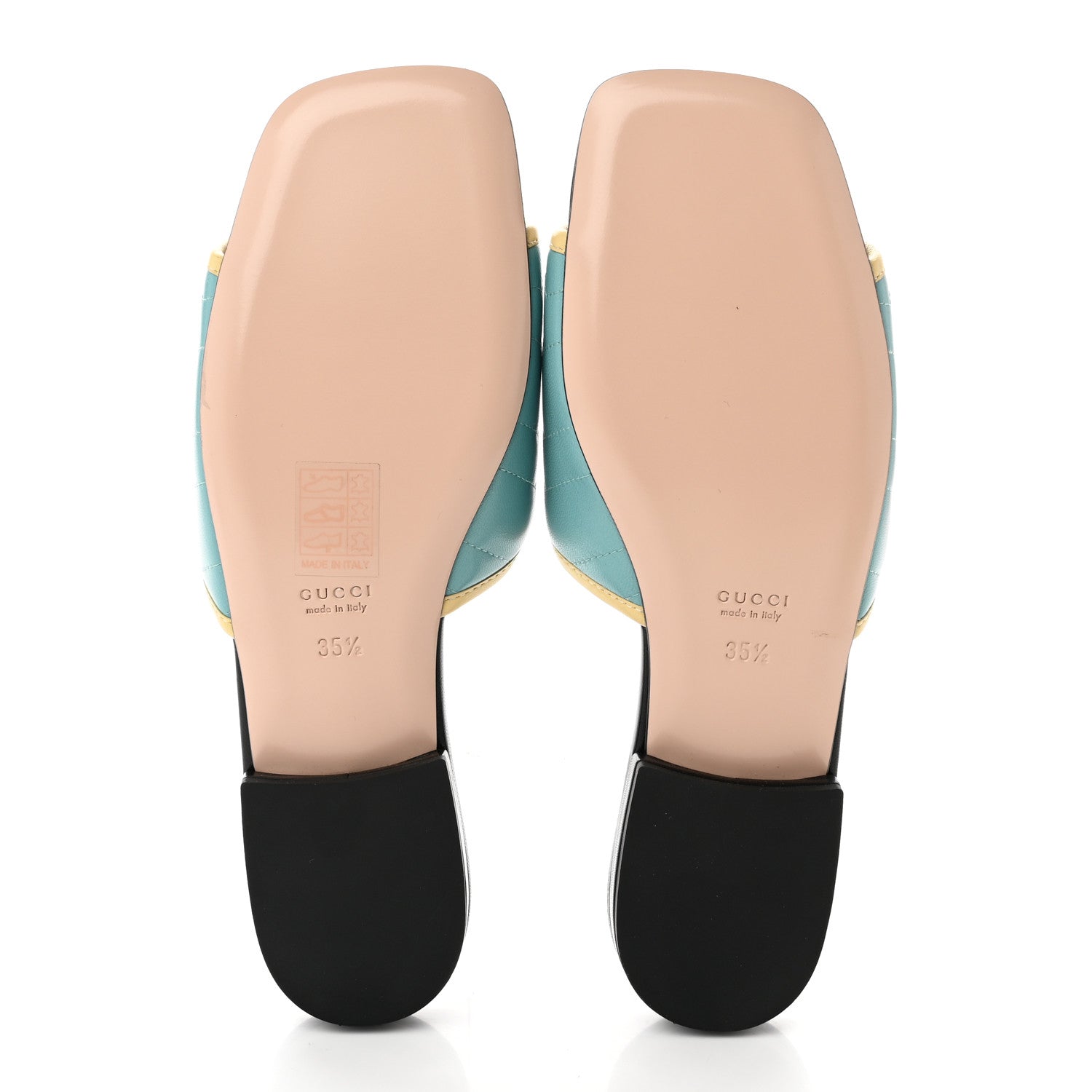 Gucci Malaga Kid Matelasse Enamel GG Marmont Flat Slide Sandals 35.5 35.5 Dusty Azure Burro 5 of 9