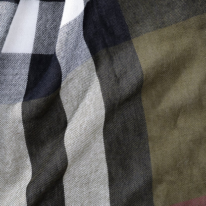 Burberry Wool Silk Giant Check Scarf Olive 4 of 4