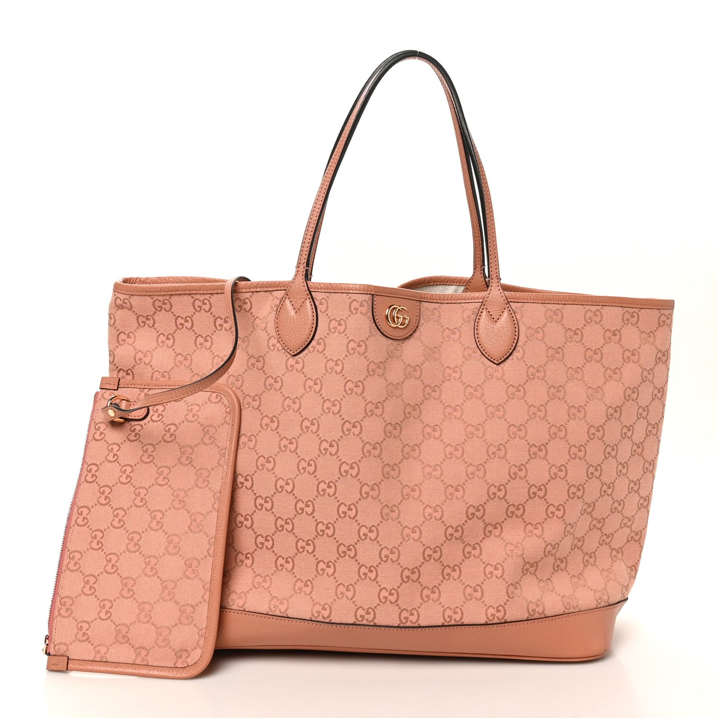 Monogram Textured Dollar Calfskin Large Ophidia Shopping Tote Cloche Rose Pink