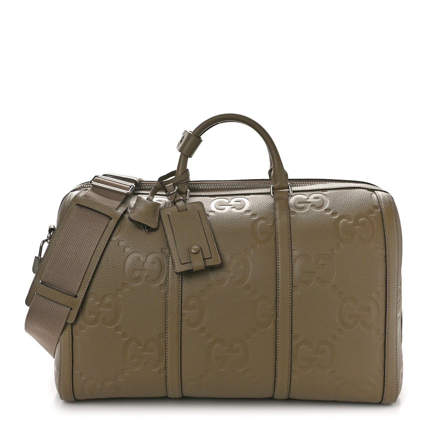 Piuma Calfskin Jumbo GG Embossed Large Duffle Bag Taupe