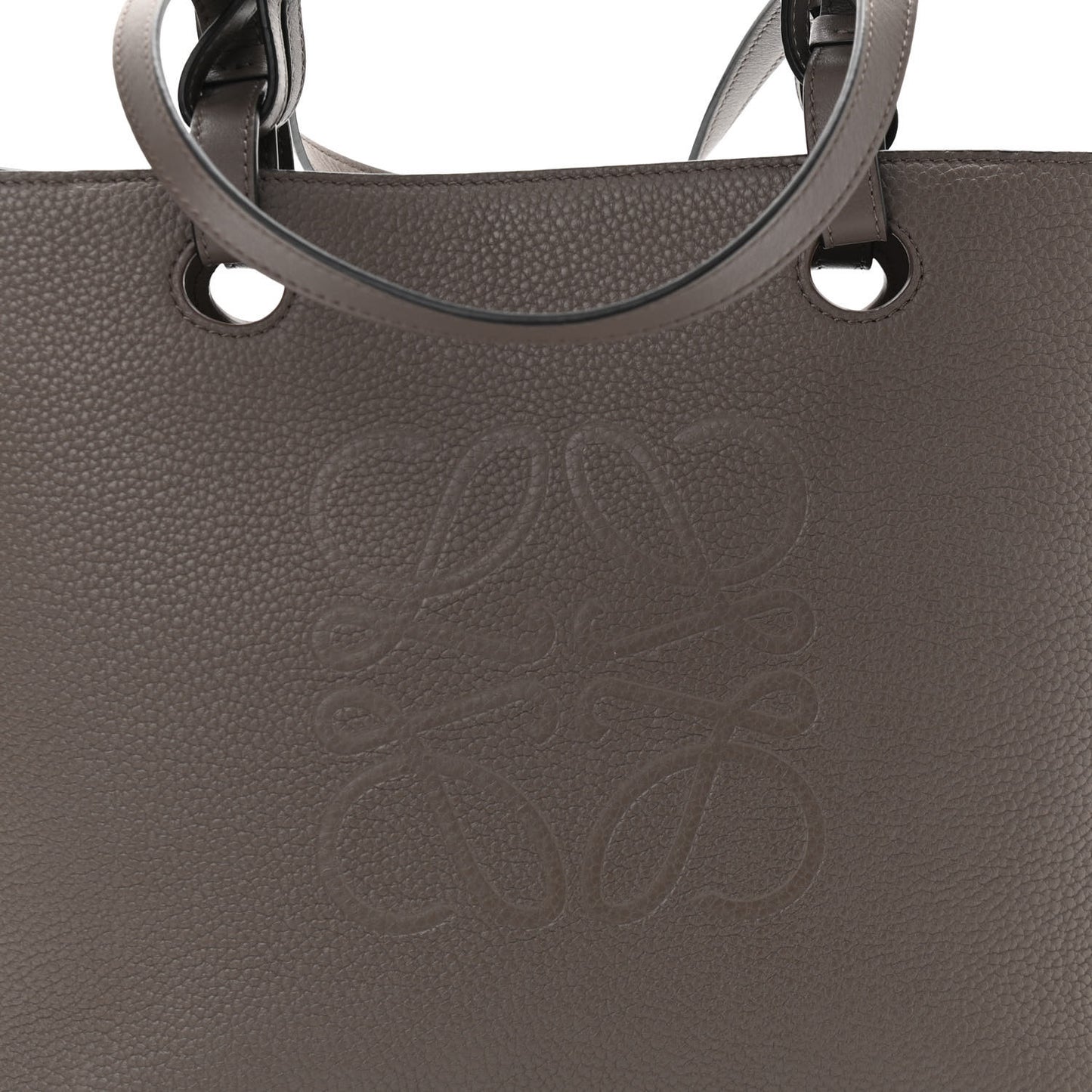 Grained Calfskin Anagram Tote Sand Mink
