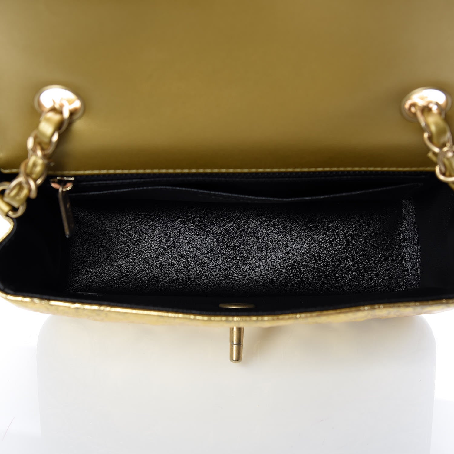Chanel Metallic Calfskin Crocodile Embossed Cocodile Rectangular Mini Flap Gold 5 of 10