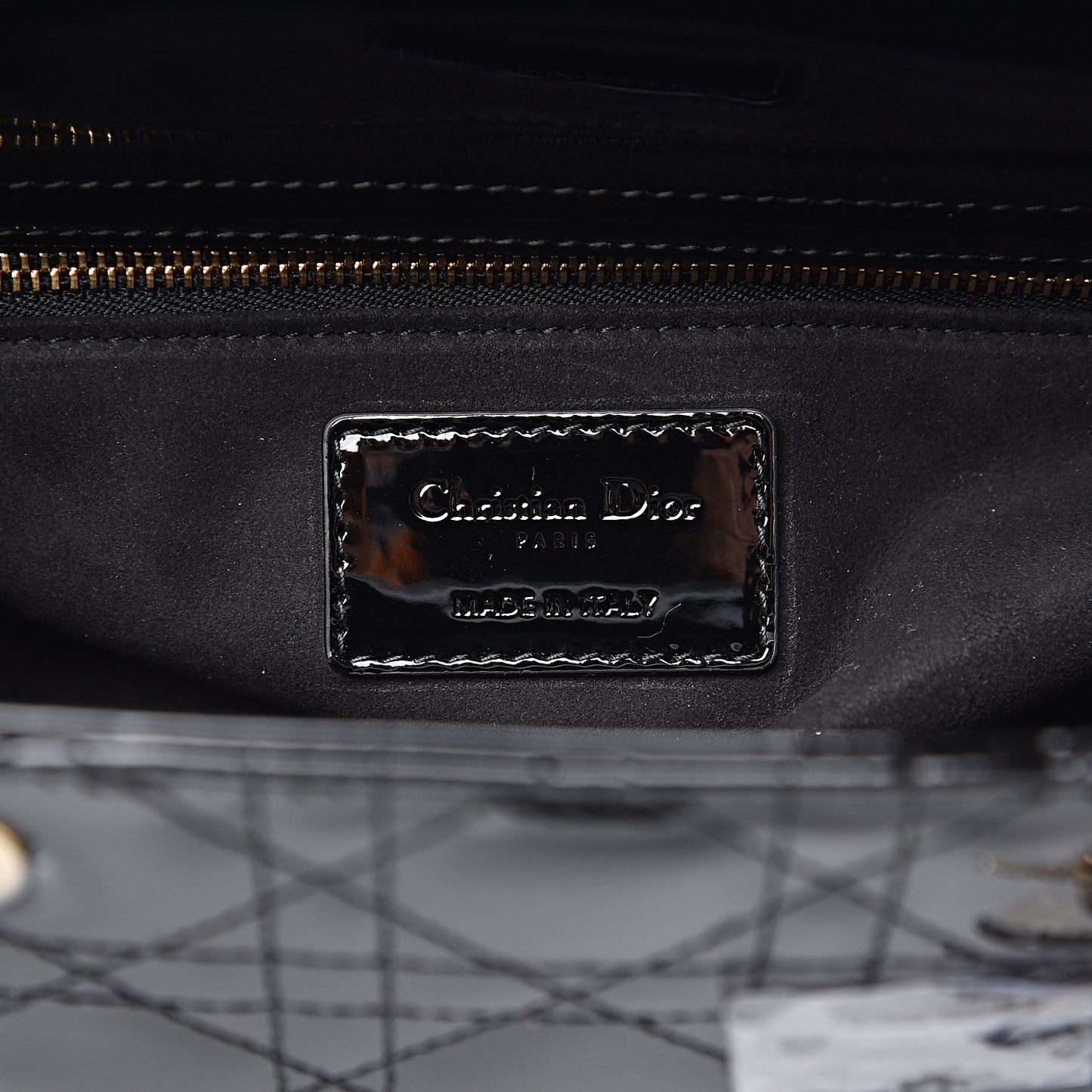 Patent Cannage Medium Lady Dior Black