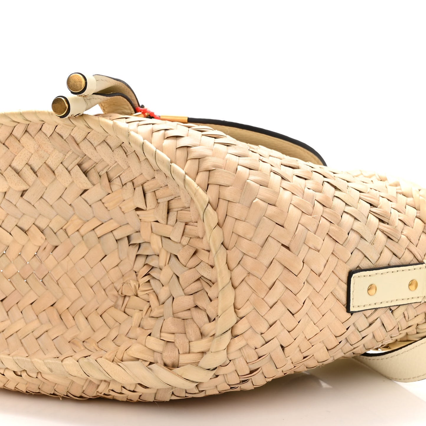 Raffia Calfskin Marcie Basket White