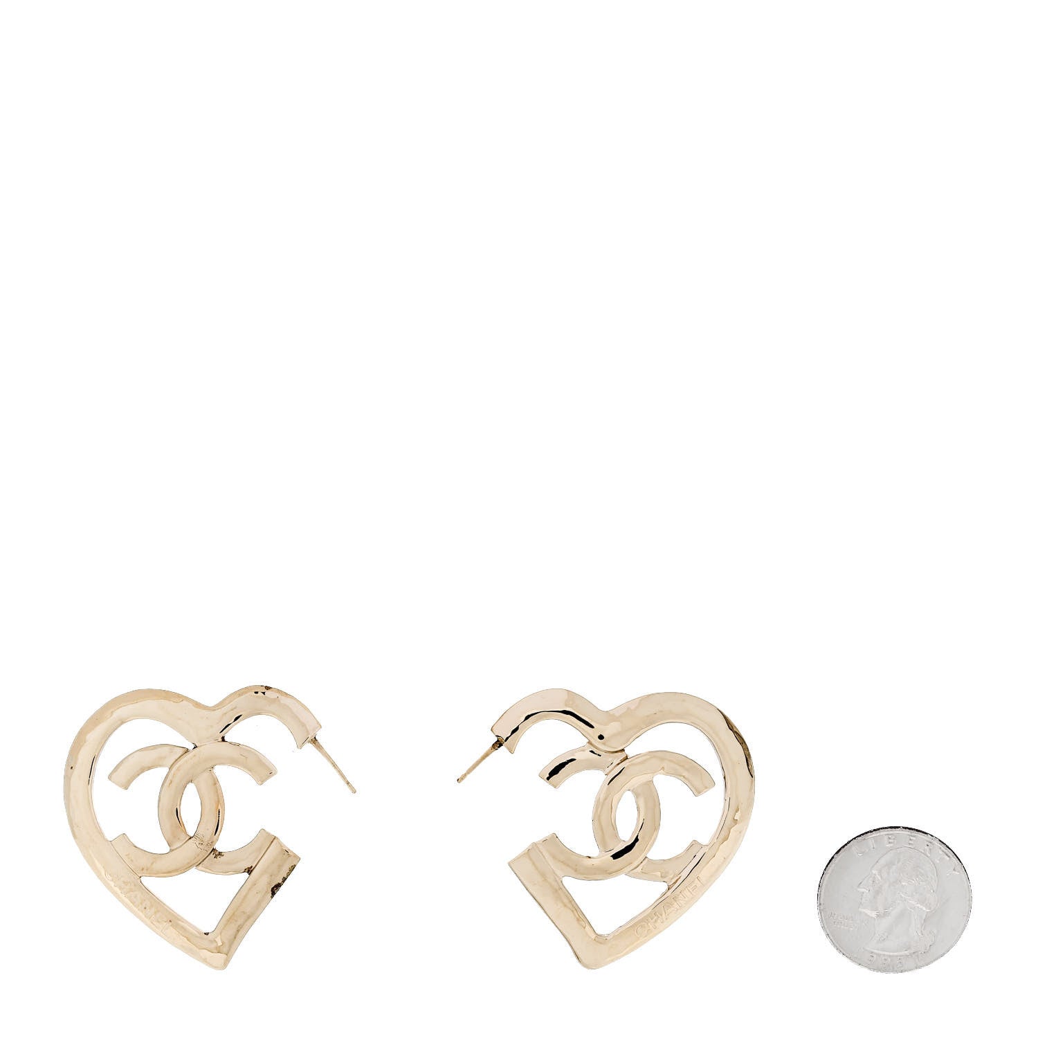 Chanel Metal CC Heart Coco In Love Hoop Earrings Gold 2 of 4