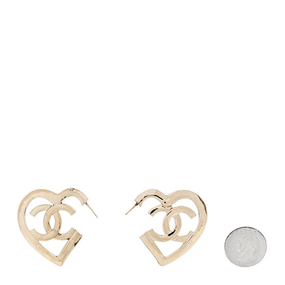 Chanel Metal CC Heart Coco In Love Hoop Earrings Gold 2 of 4