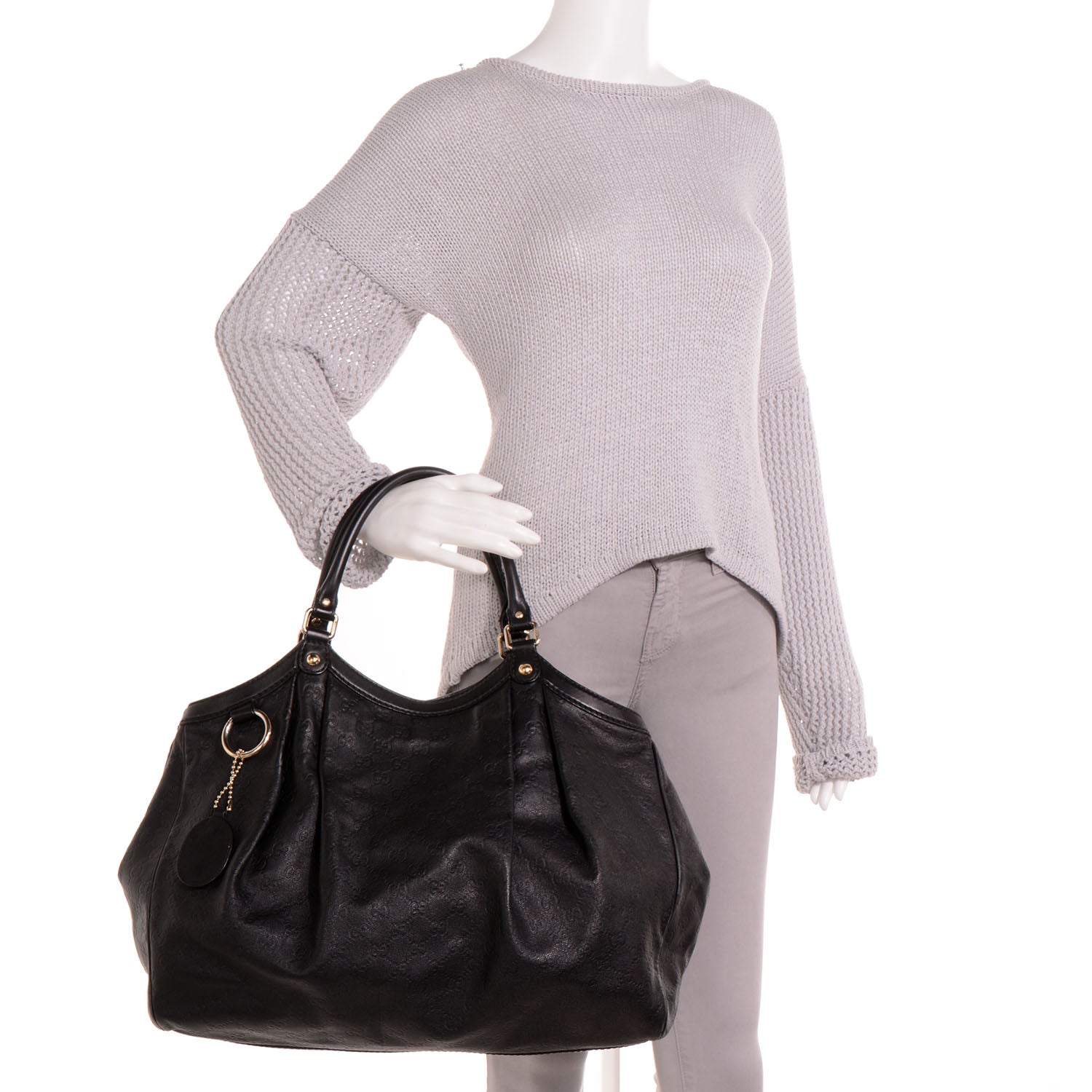 Gucci Guccissima Large Sukey Tote Black 2 of 7