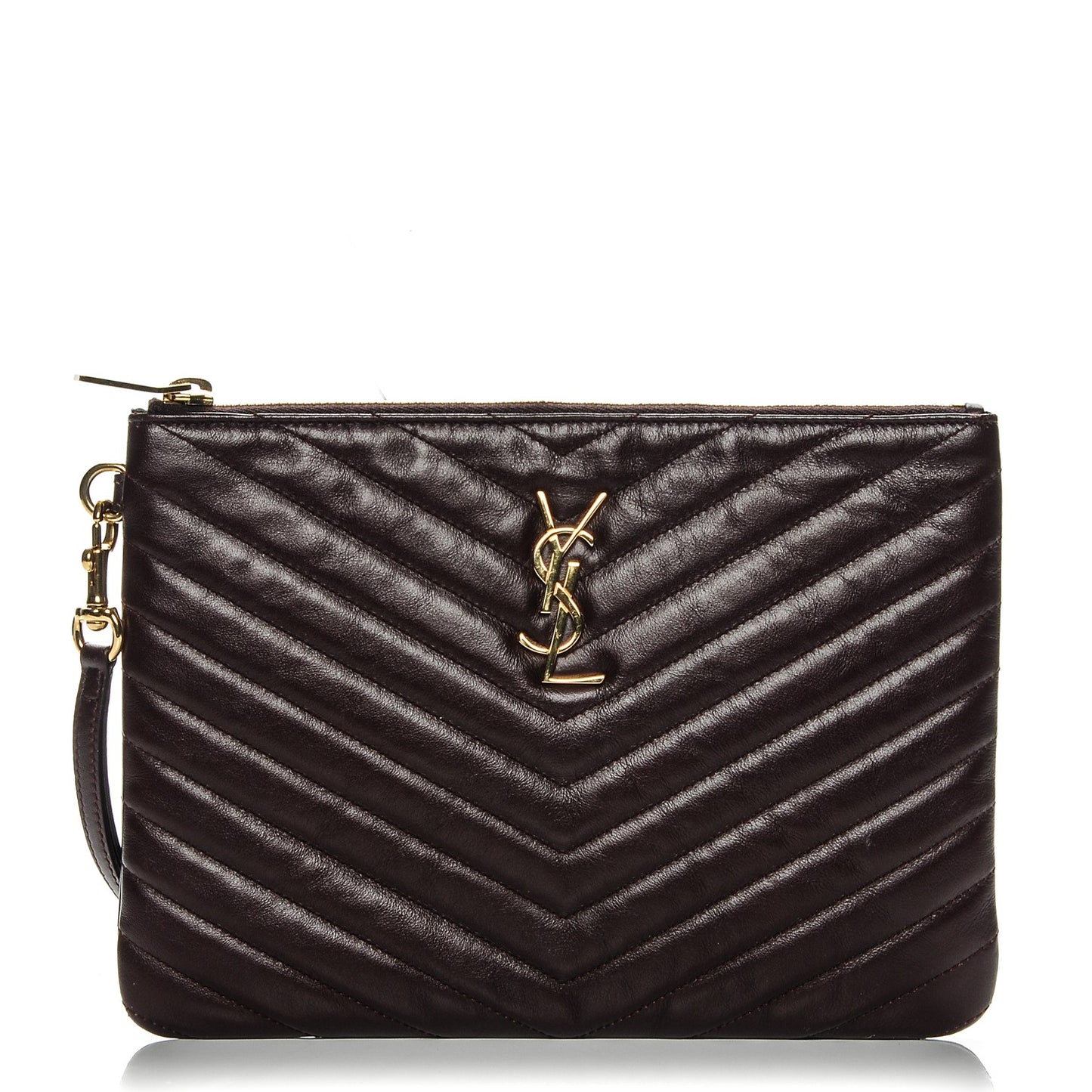 Calfskin Matelasse Chevron Monogram A5 Wristlet Bordeaux