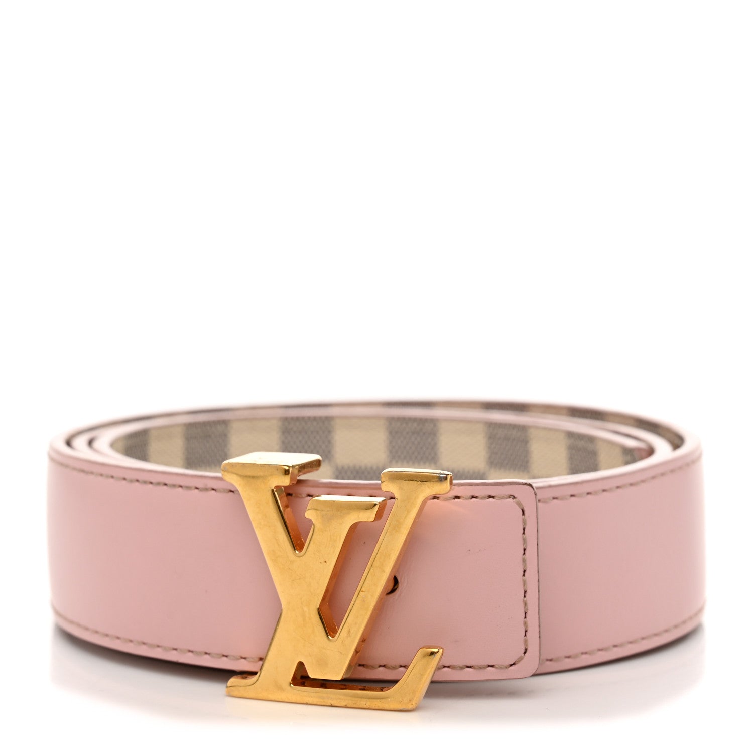 Louis Vuitton Damier Azur LV Initiales 32mm Belt 80 32 Rose Ballerine 2 of 13