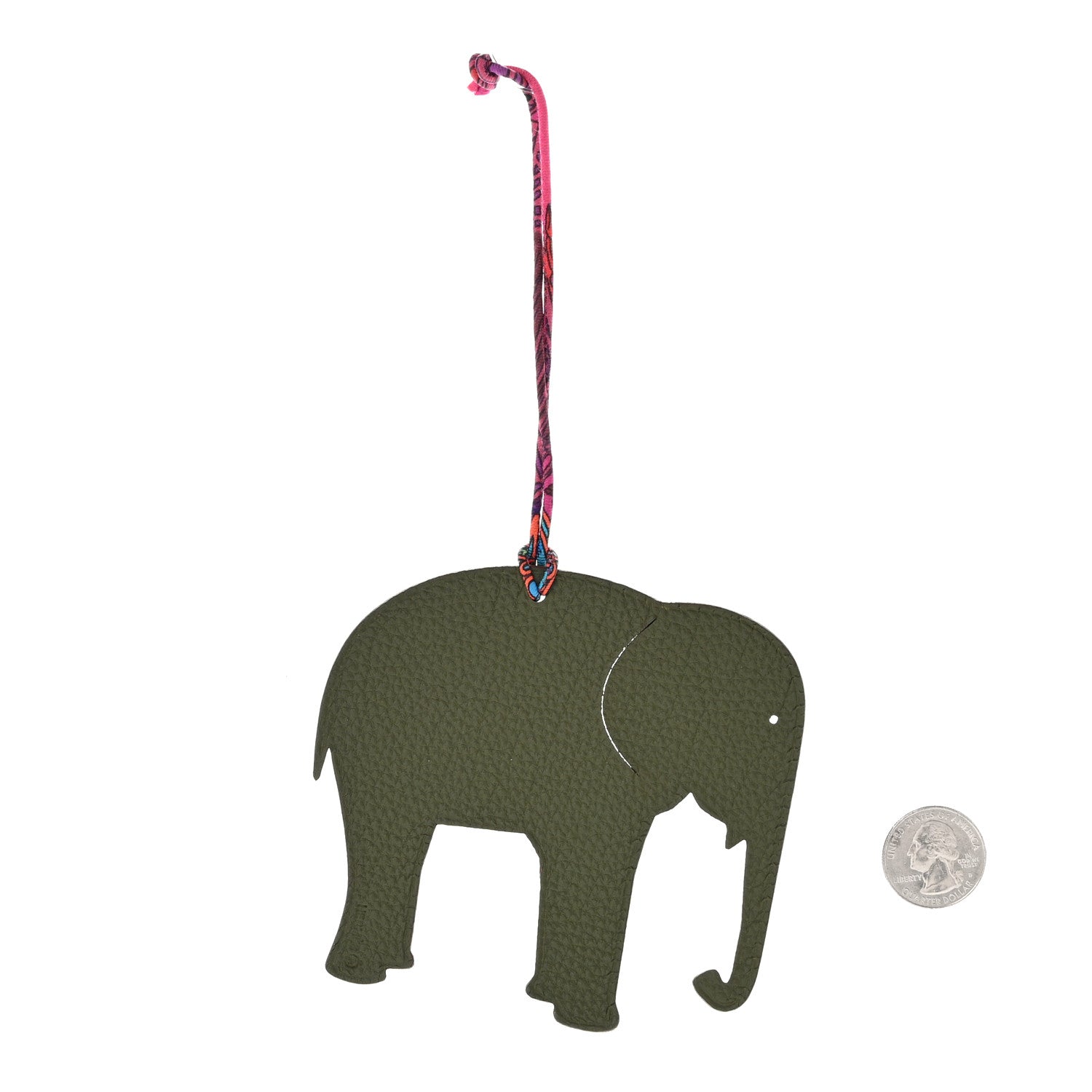 Hermes Epsom Togo Petit H Elephant Bag Charm Rouge Vif Vert Canopee 2 of 4