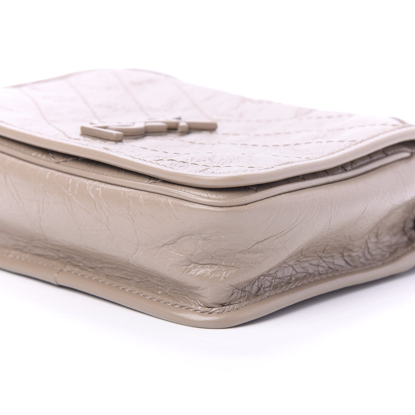 Crinkled Calfskin Matelasse Monogram Niki Chain Wallet Dusty Grey