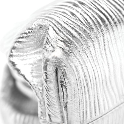 Bottega Veneta Metallic Bark Calfskin Embossed The Pouch Oversized Clutch Silver 8 of 10