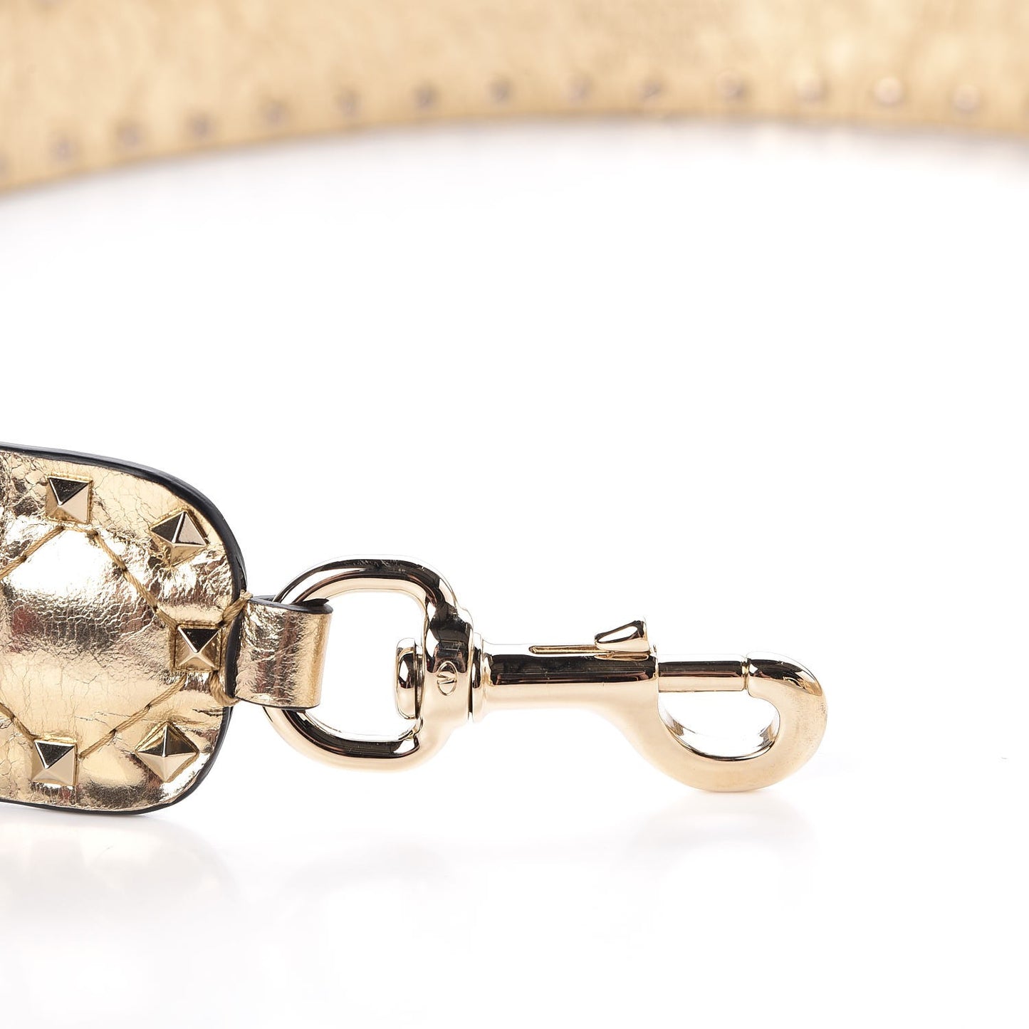 Metallic Wrinkled Lambskin Rockstud Spike Shoulder Strap Mekong
