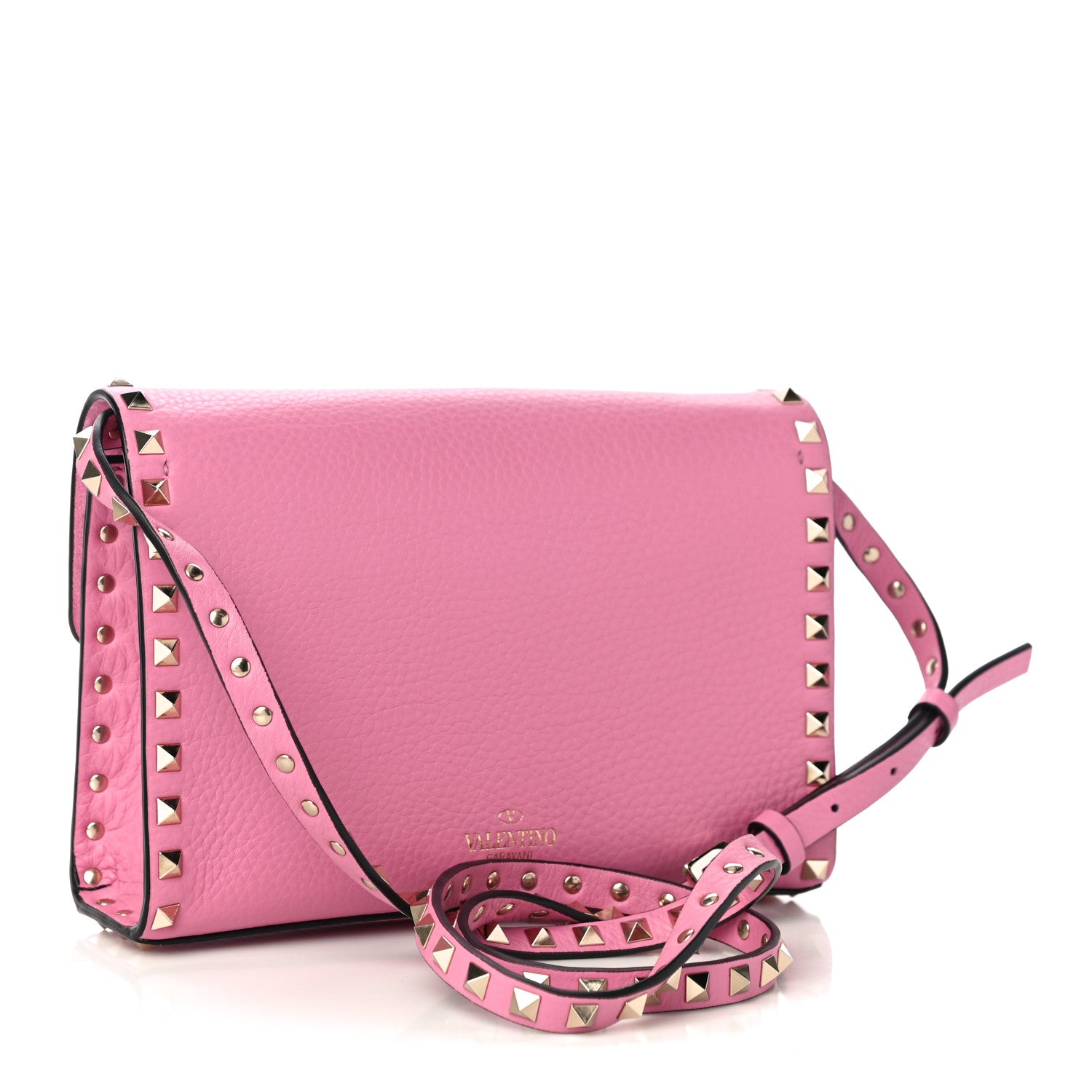 Valentino Garavani Pebbled Calfskin Medium Rockstud Flip Lock Crossbody Bag Ninphea 3 of 9