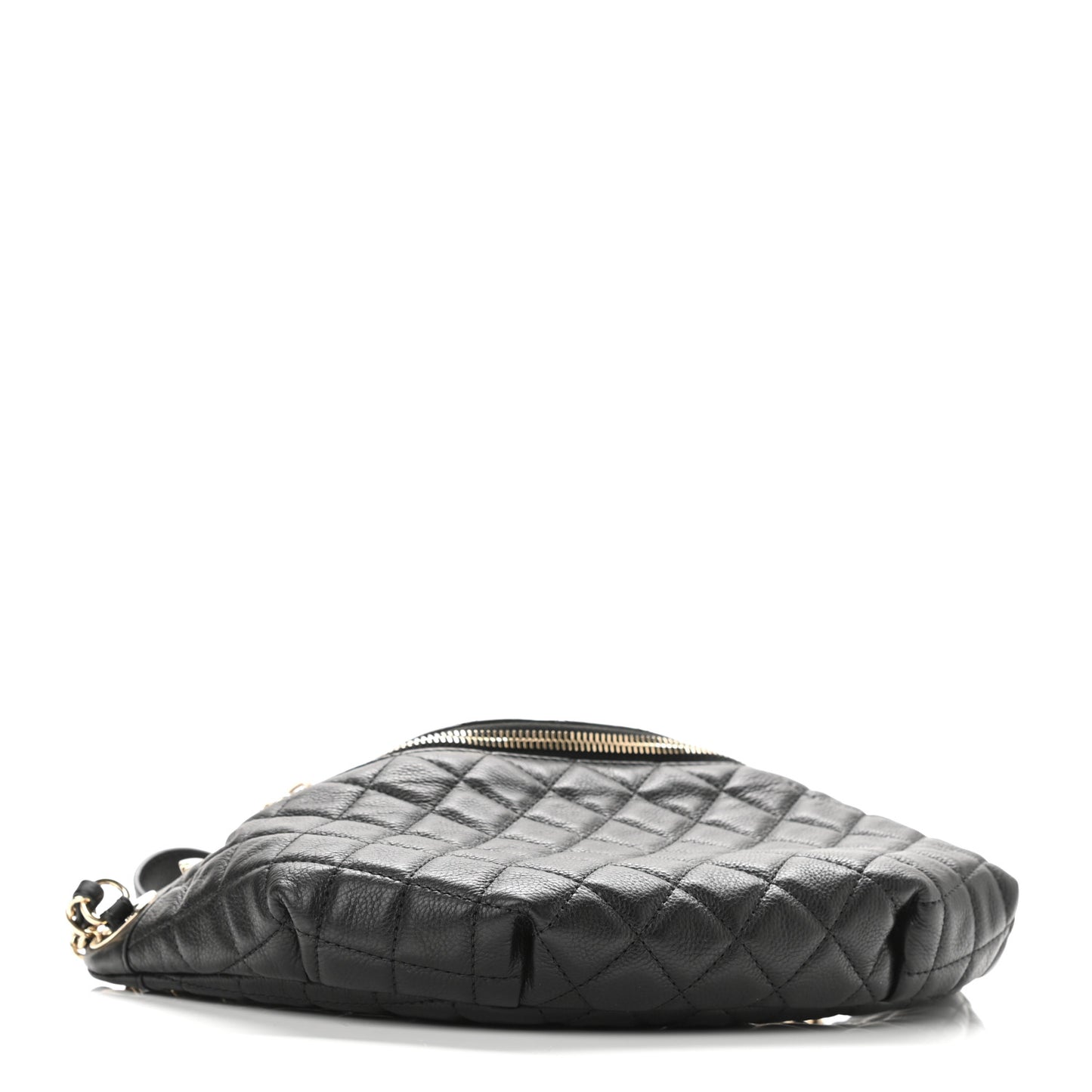 Calfskin Quilted Banane Waist Bag Fanny Pack Black
