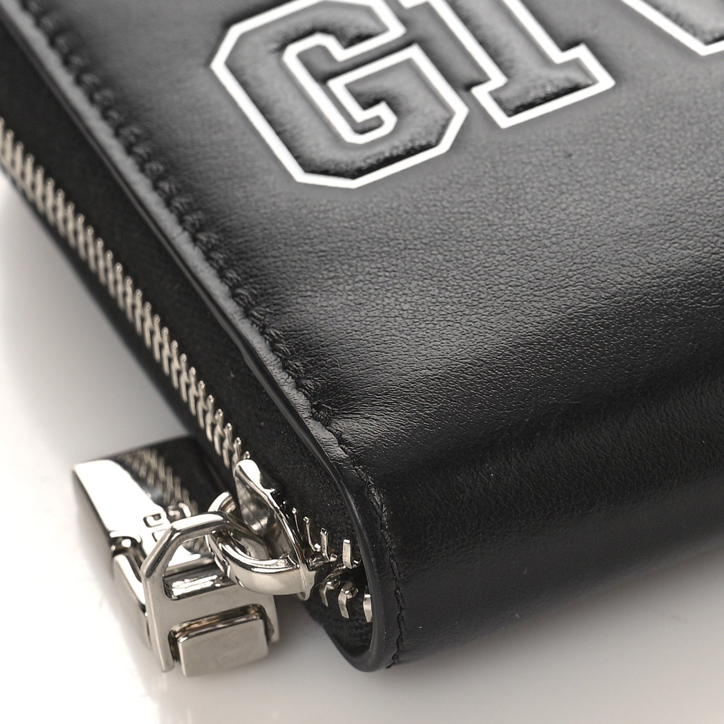 Calfskin Logo Zip Around Wallet Black