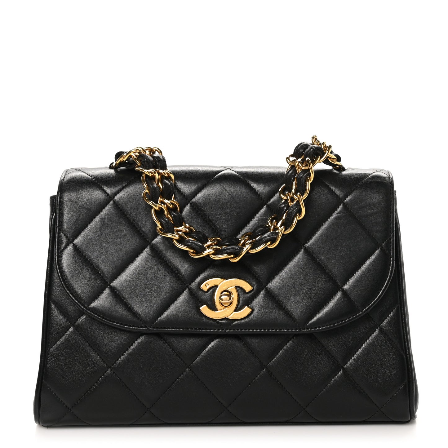 Lambskin Quilted Medium Single Flap Black
