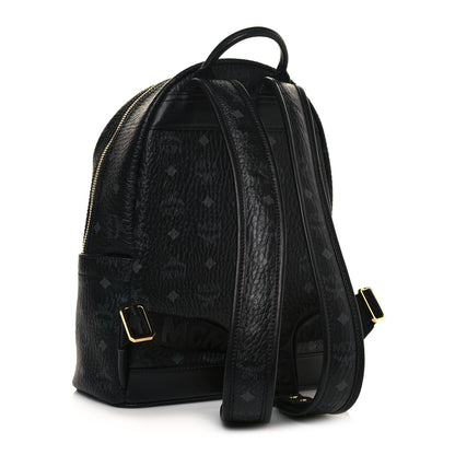 MCM Visetos Studded Small Studded Logo Stripe Backpack Black 2 of 14