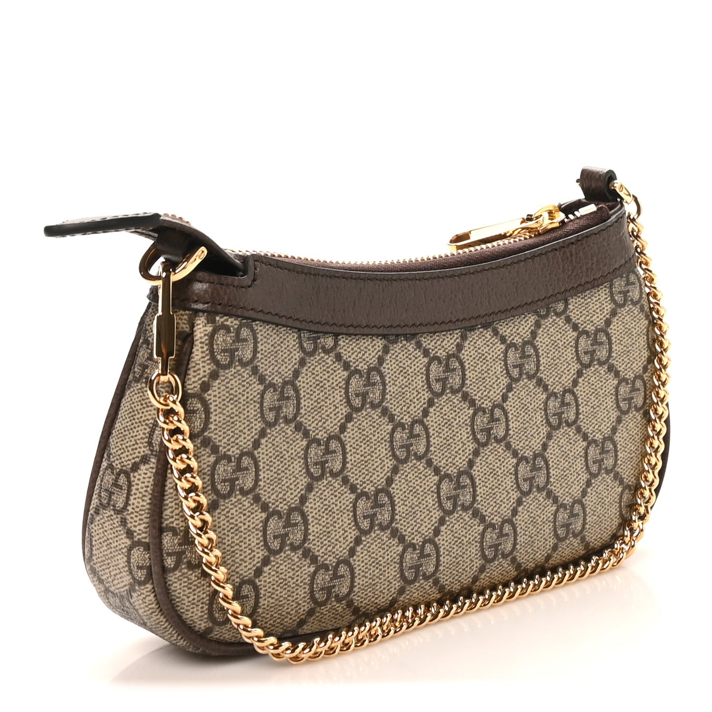 GG Supreme Monogram Textured Dollar Calfskin Mini Ophidia Chain Bag Beige Ebony