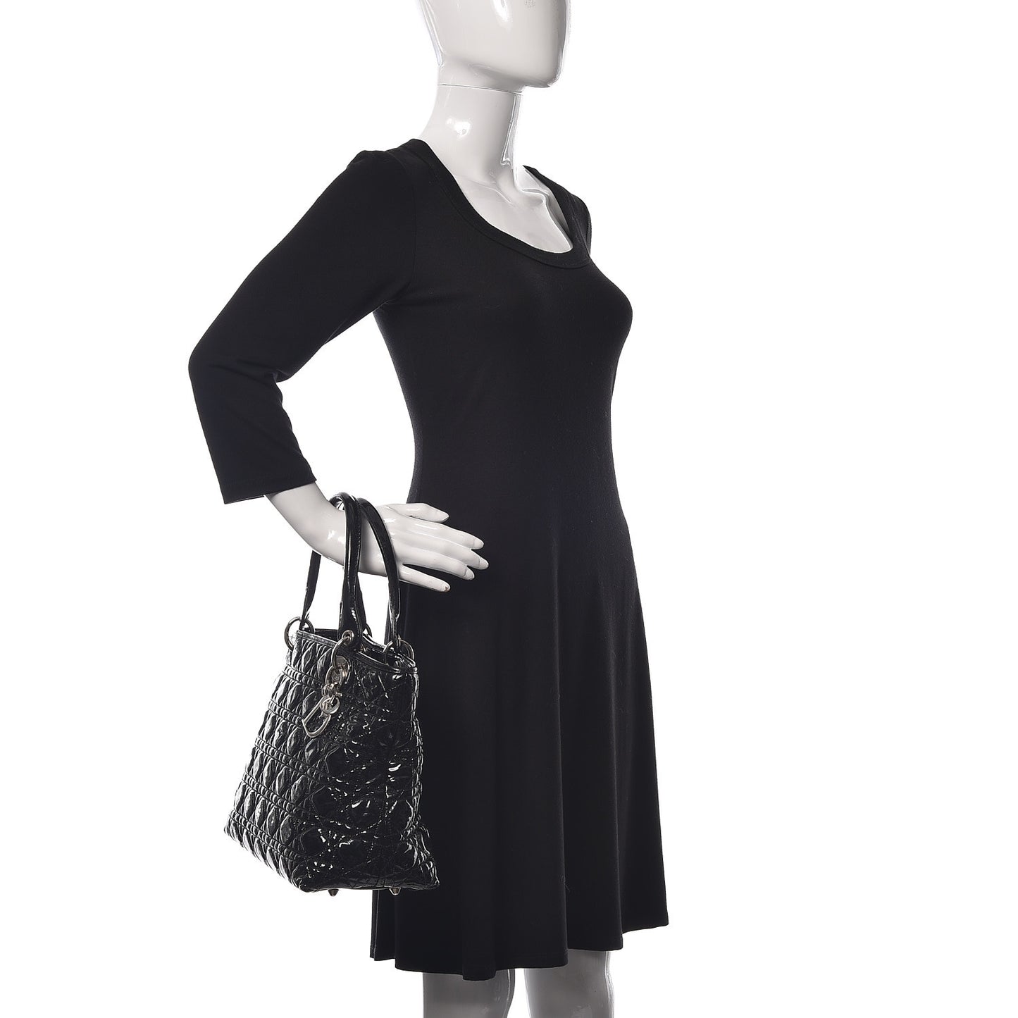Patent Cannage Dior Tote Black