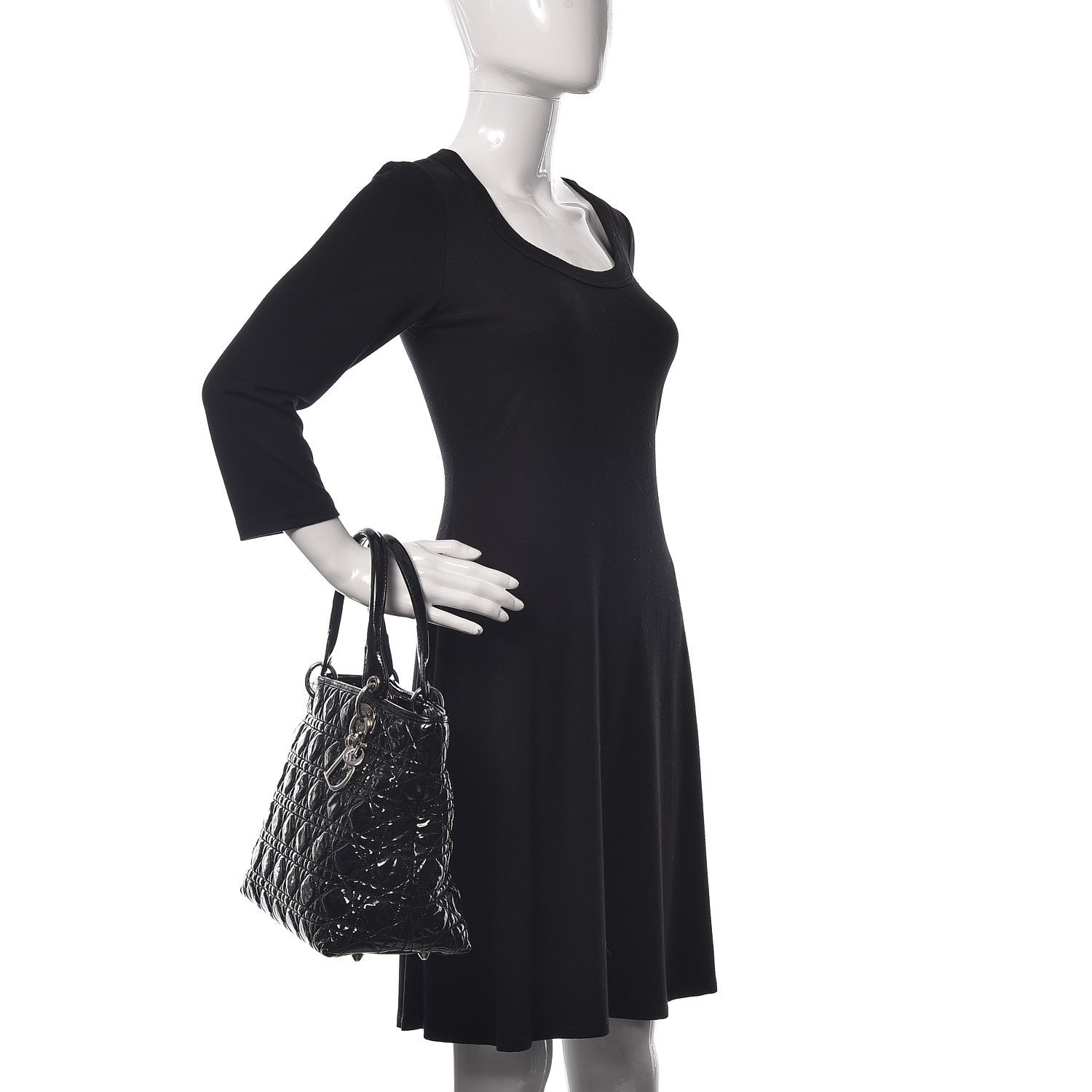 Christian Dior Patent Cannage Dior Tote Black 2 of 9