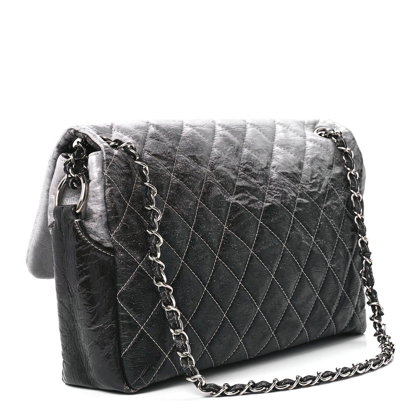 Vinyl Quilted Jumbo Melrose Degrade Flap Black