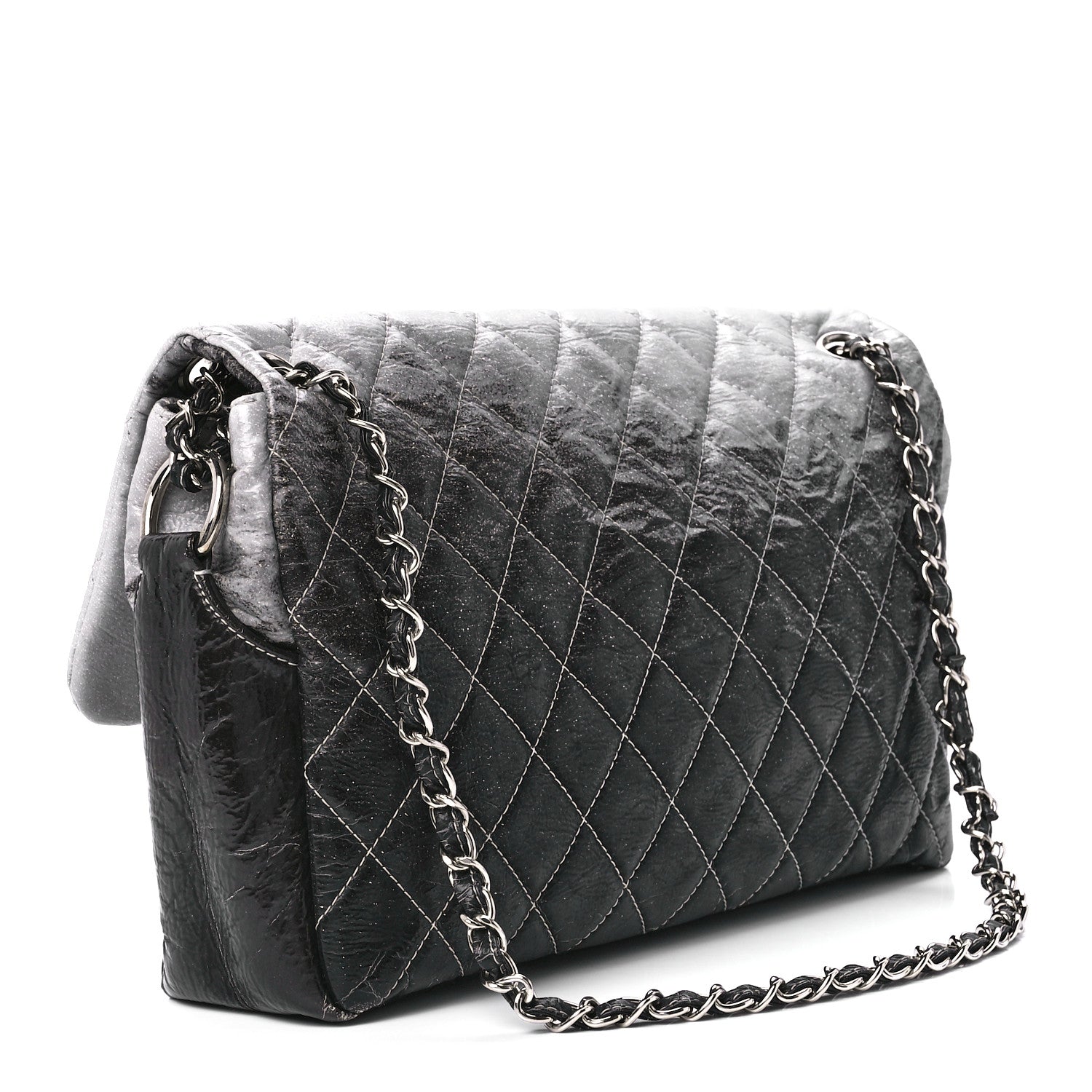 Chanel Vinyl Quilted Jumbo Melrose Degrade Flap Black 3 of 11