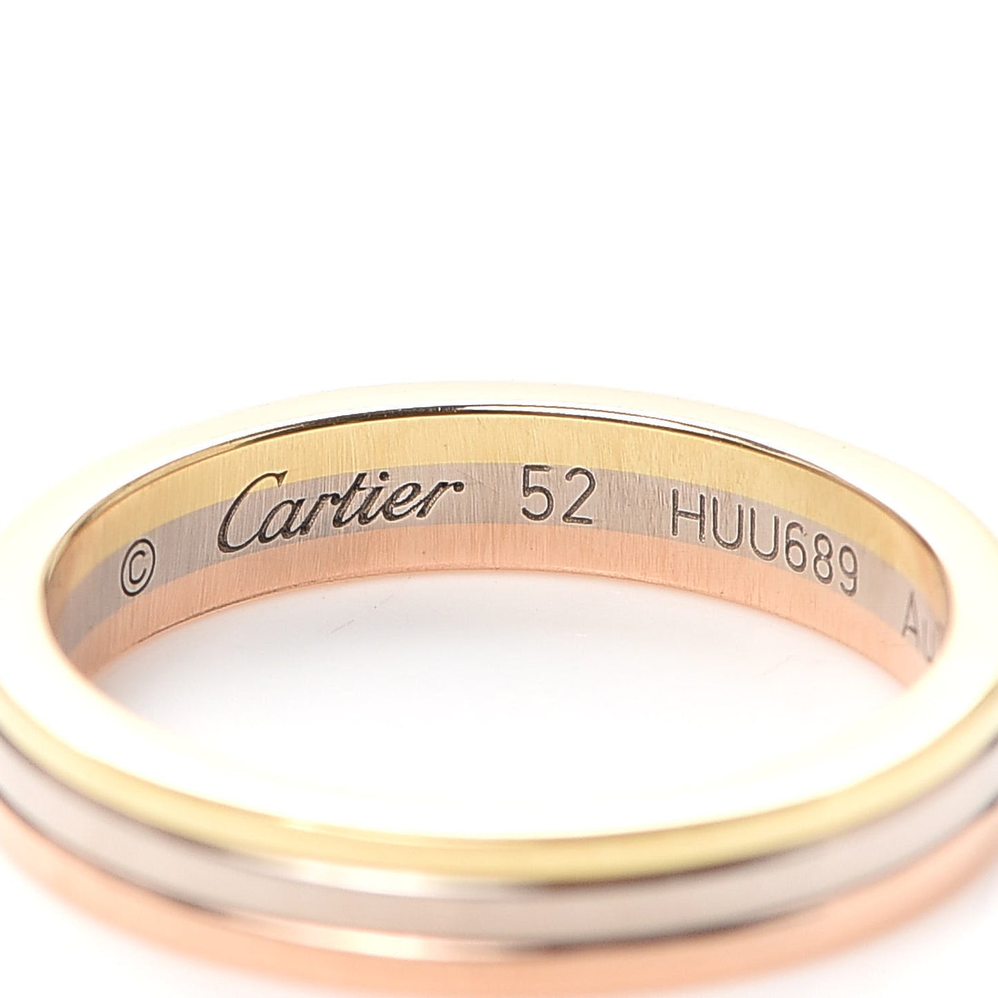 18K Pink White Yellow Gold 3.5mm Trinity Wedding Band Ring 52 6