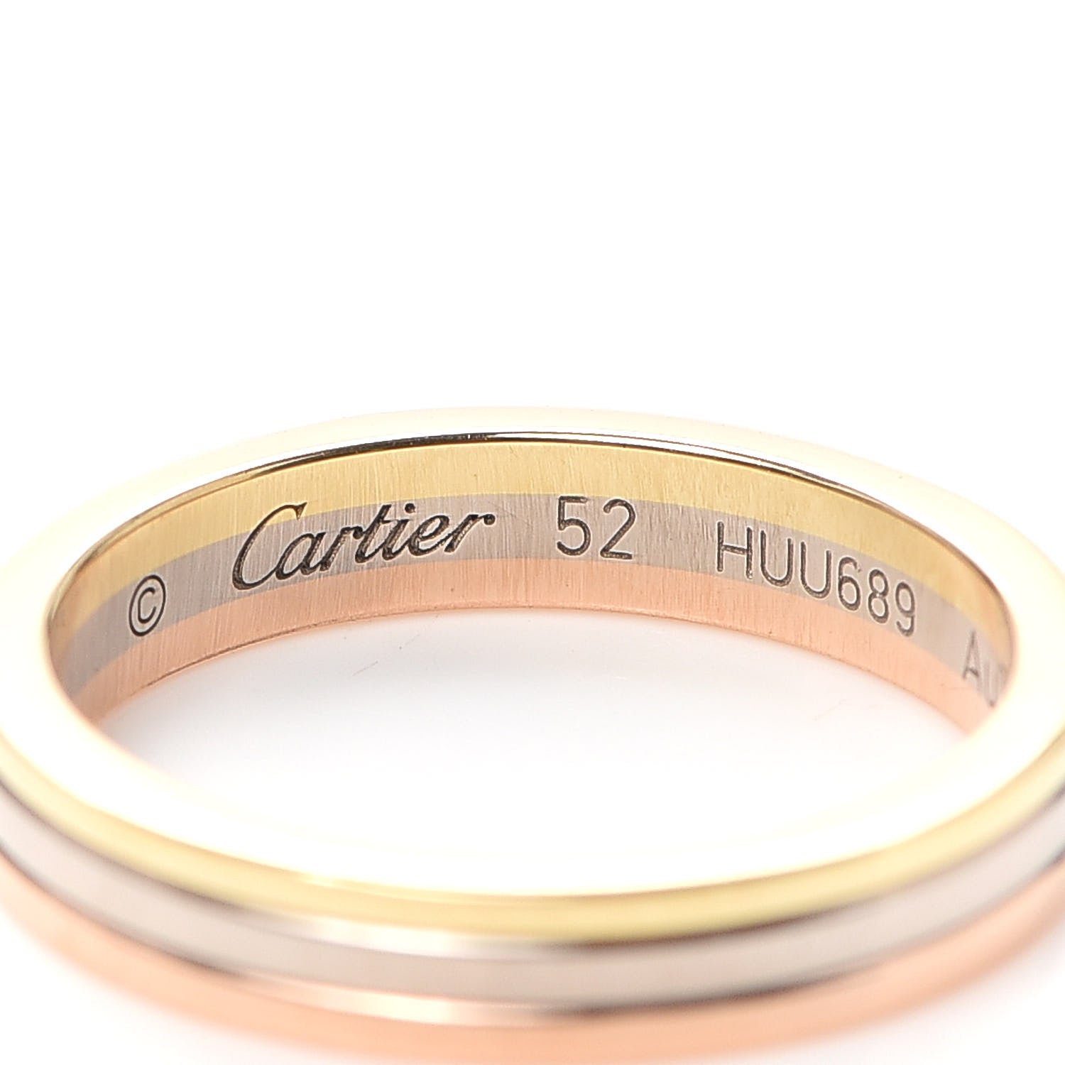 Cartier 18K Pink White Yellow Gold 3.5mm Trinity Wedding Band Ring 52 6 4 of 5