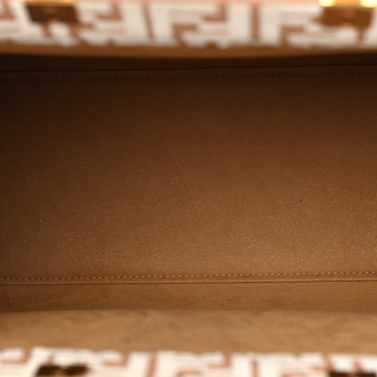 Fendi Woven Fabric Calfskin FF Medium Fendi Sunshine Shopper Tote Natural White Dark Honey 5 of 12