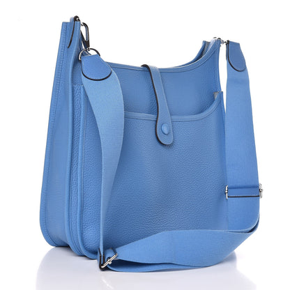 Hermes Taurillon Clemence Evelyne III PM Bleu Paradis 3 of 7
