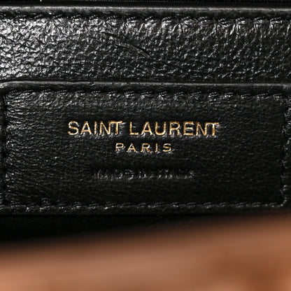 Saint Laurent Suede Mixed Matelasse Triquilt Medium Monogram Envelope Satchel Bark Brown 6 of 11