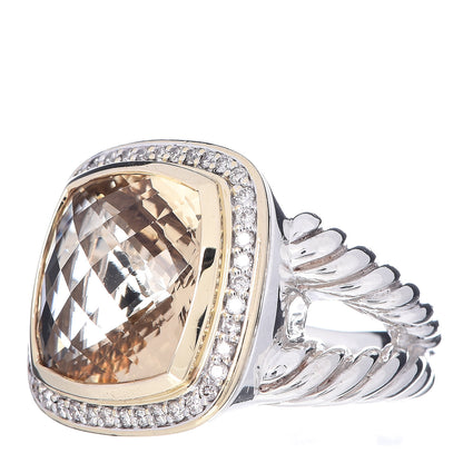 David Yurman Sterling Silver 18K Yellow Gold Diamond Champagne Citrine 14mm Albion Ring 55 7.25 3 of 7