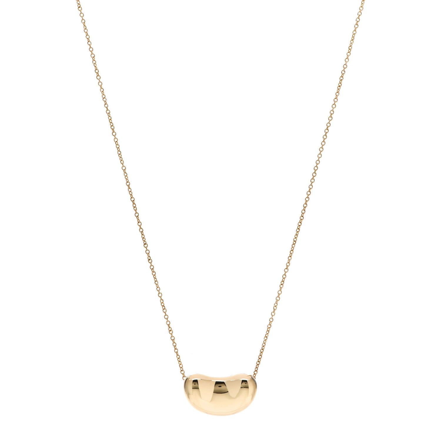 Tiffany 18K Yellow Gold 18mm Elsa Peretti Bean Pendant Necklace 1 of 4