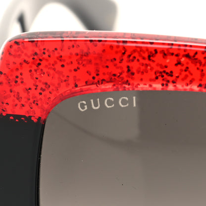 Gucci Acetate Square Frame Sunglasses GG0083S Glitter Red Black Green 7 of 8
