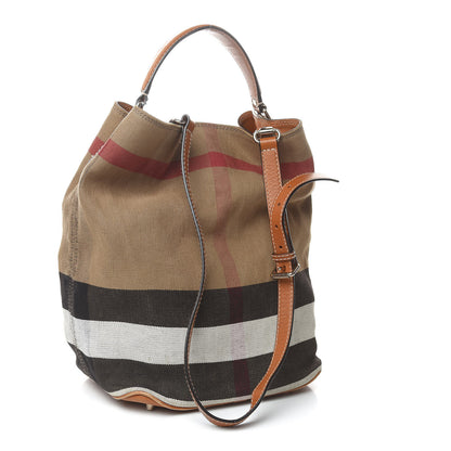 Burberry Canvas Mega Check Medium Ashby Hobo Saddle Brown 3 of 14