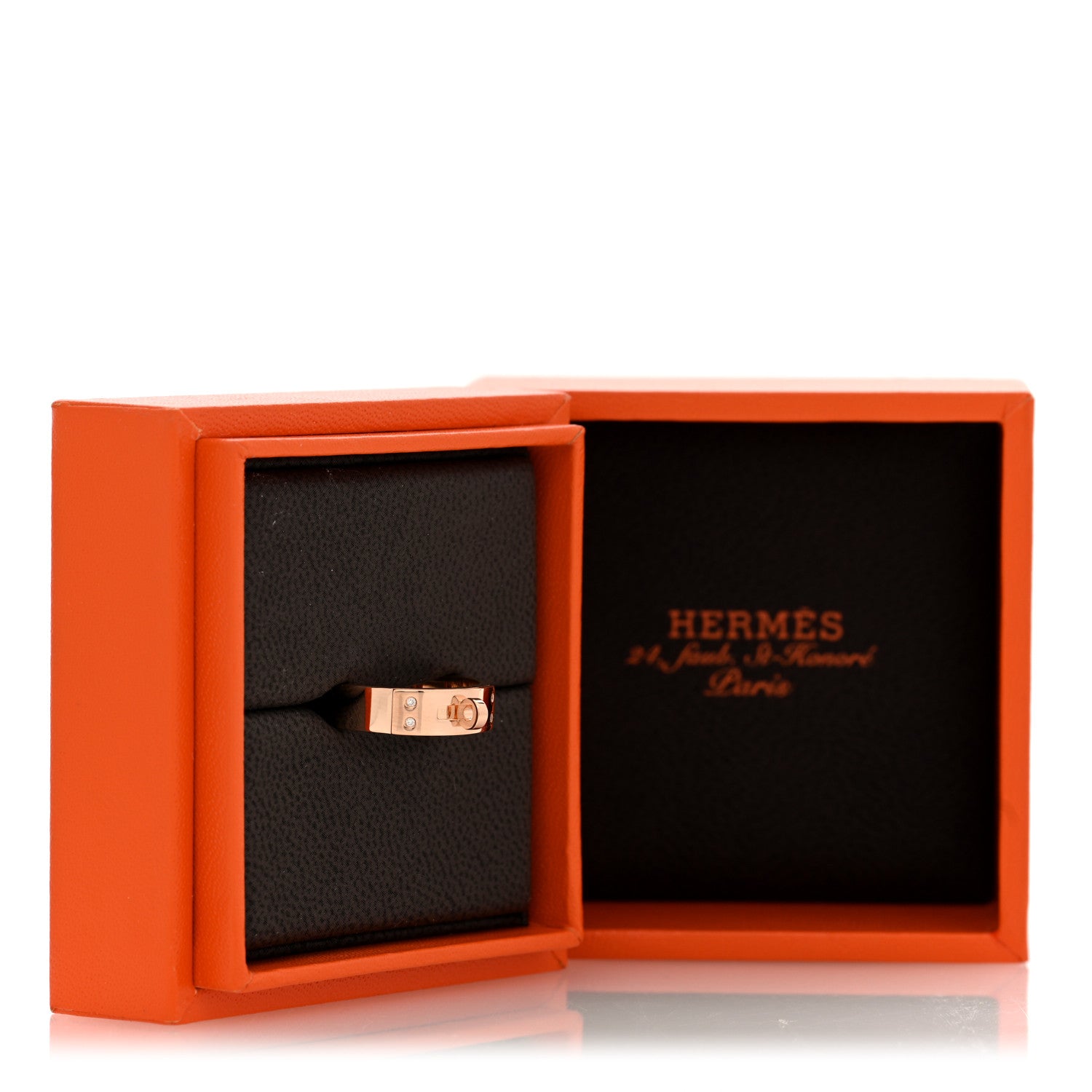 Hermes 18K Rose Gold Diamond PM Kelly Ring 52 6 5 of 5