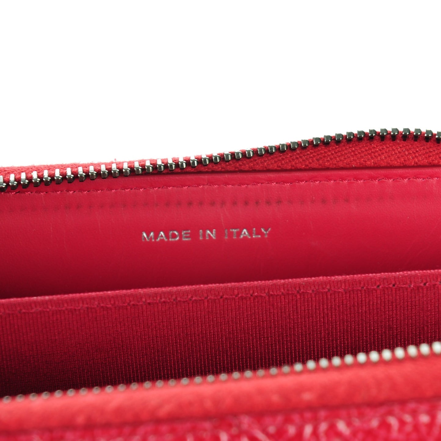 Patent Calfskin Quilted Zip Around Phone Holder Dark Pink