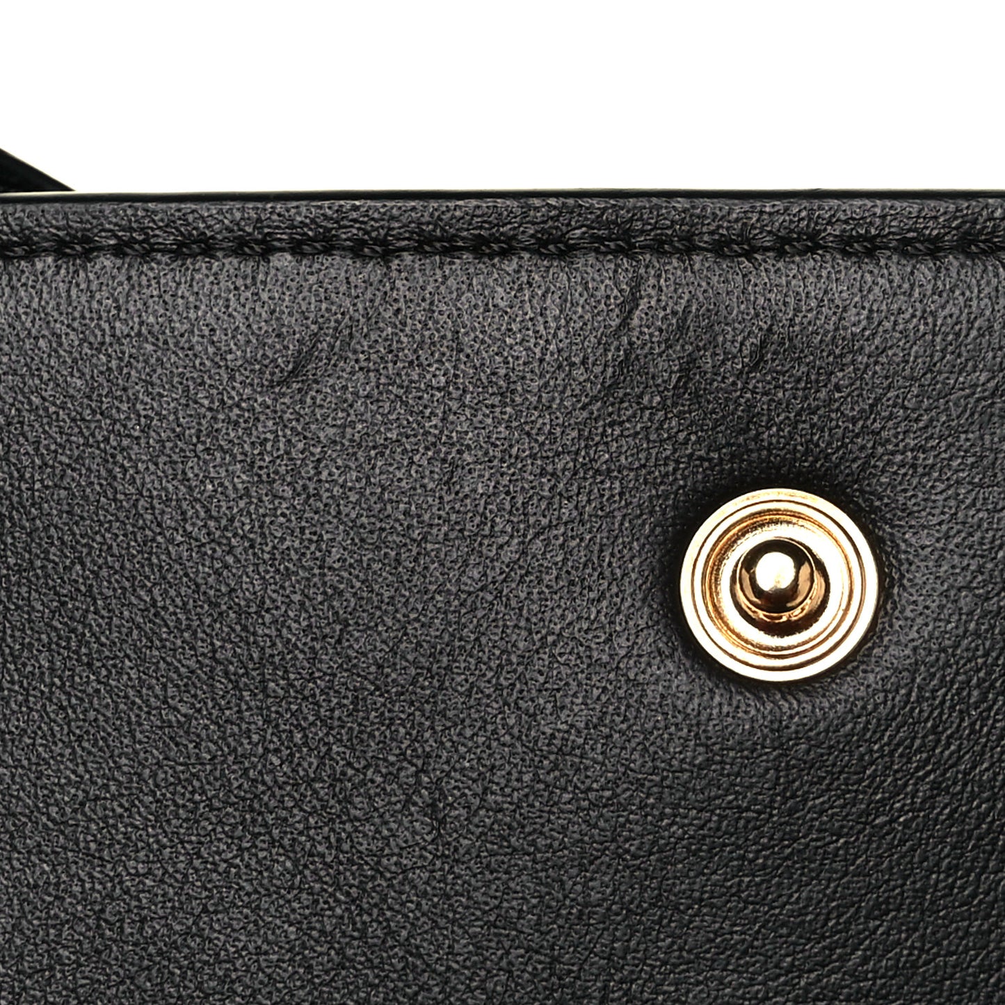 Grained Calfskin Alphabet Compact Wallet Black
