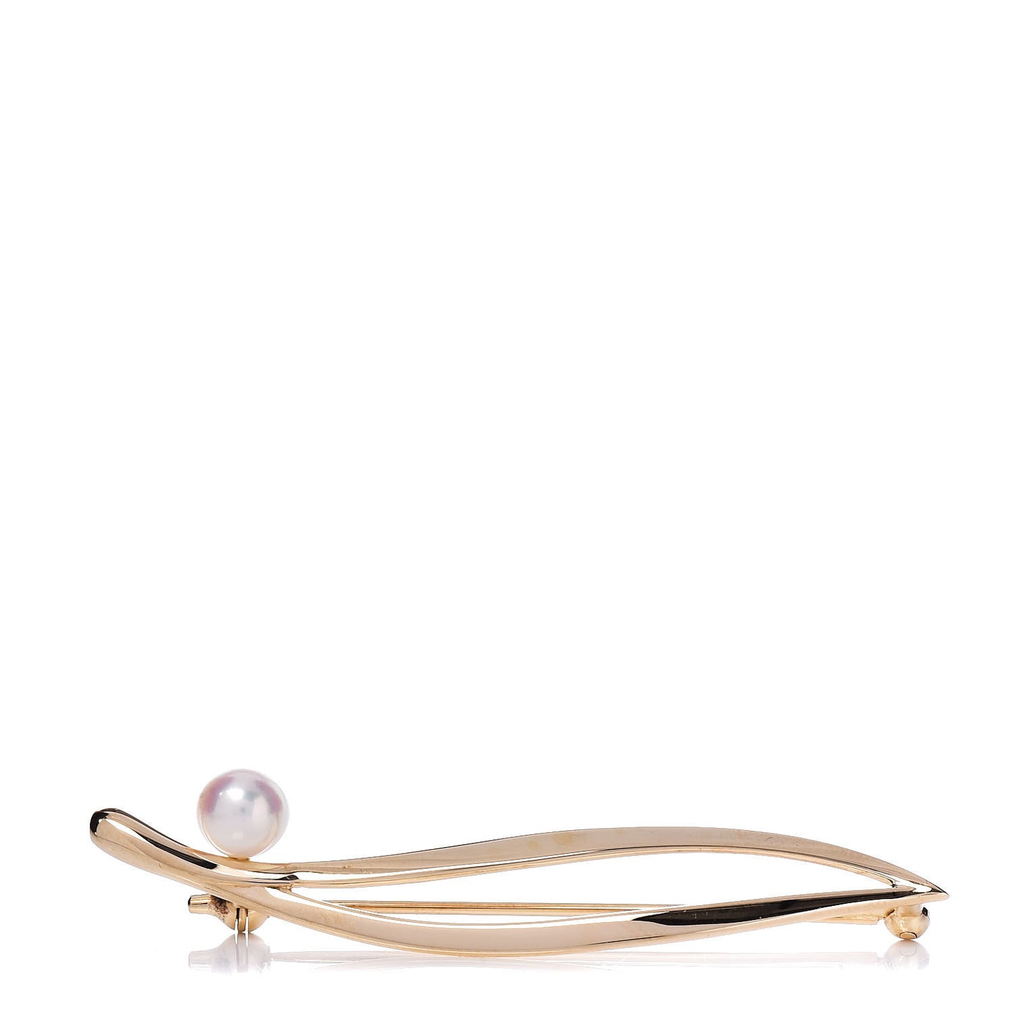 14K Yellow Gold Akoya Pearl 6mm Leaf Brooch