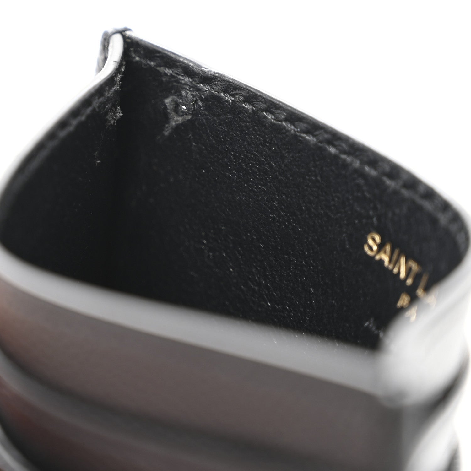 Saint Laurent Grain De Poudre Matelasse Chevron Monogram Credit Card Case Black 9 of 10