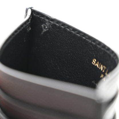 Saint Laurent Grain De Poudre Matelasse Chevron Monogram Credit Card Case Black 9 of 10