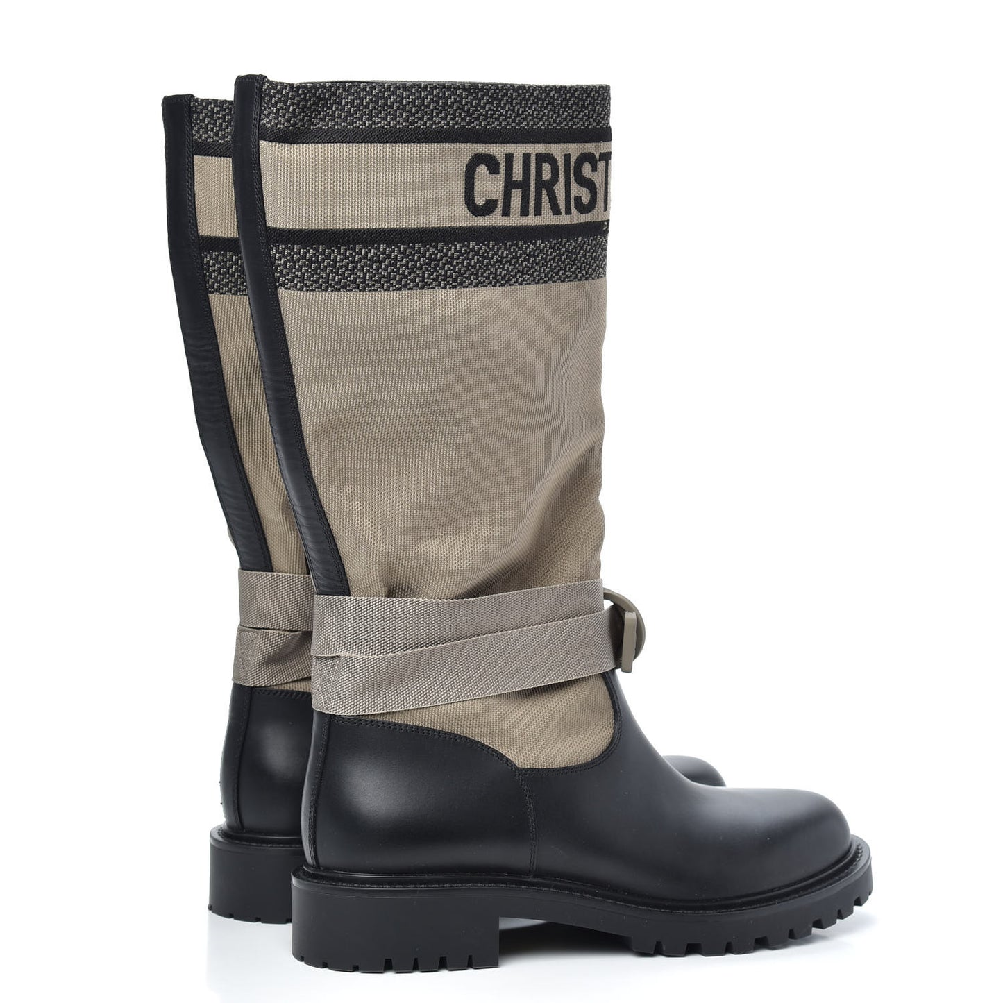 Technical Fabric Calfskin D-Major Boots 38.5 Taupe Black