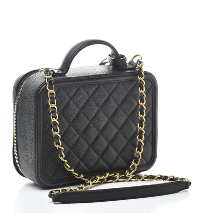 Chanel Caviar Quilted Medium CC Filigree Vanity Case Black 3 of 12